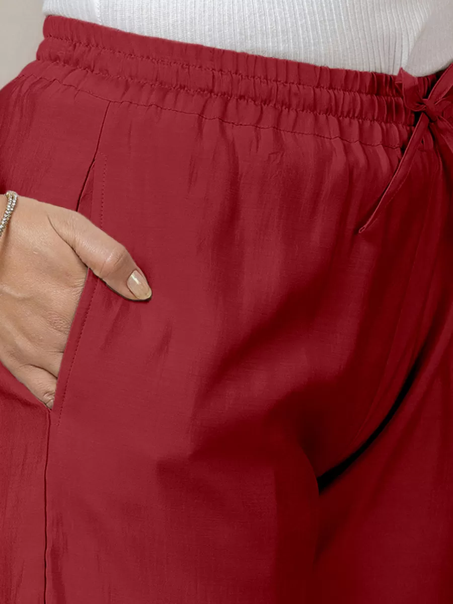 Fiza x Rozaana | Straight Pant in Scarlet Red