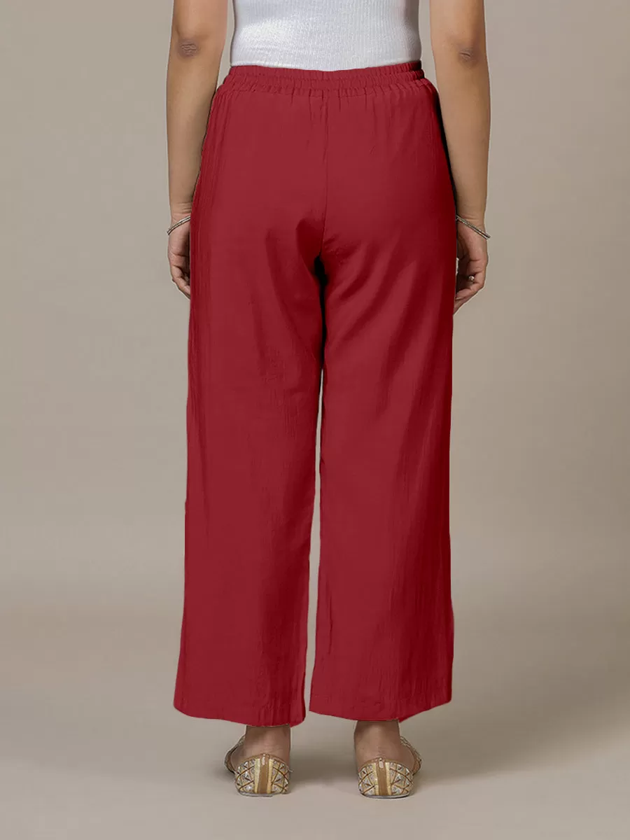 Fiza x Rozaana | Straight Pant in Scarlet Red