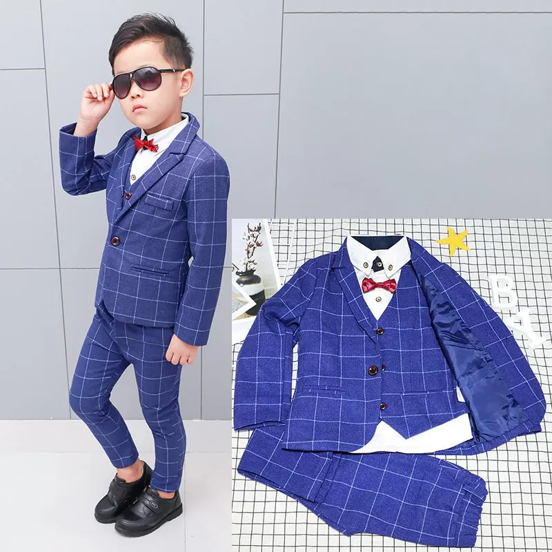 Flower Boys Formal Blazer Suit Kids Jacket Vest Pants