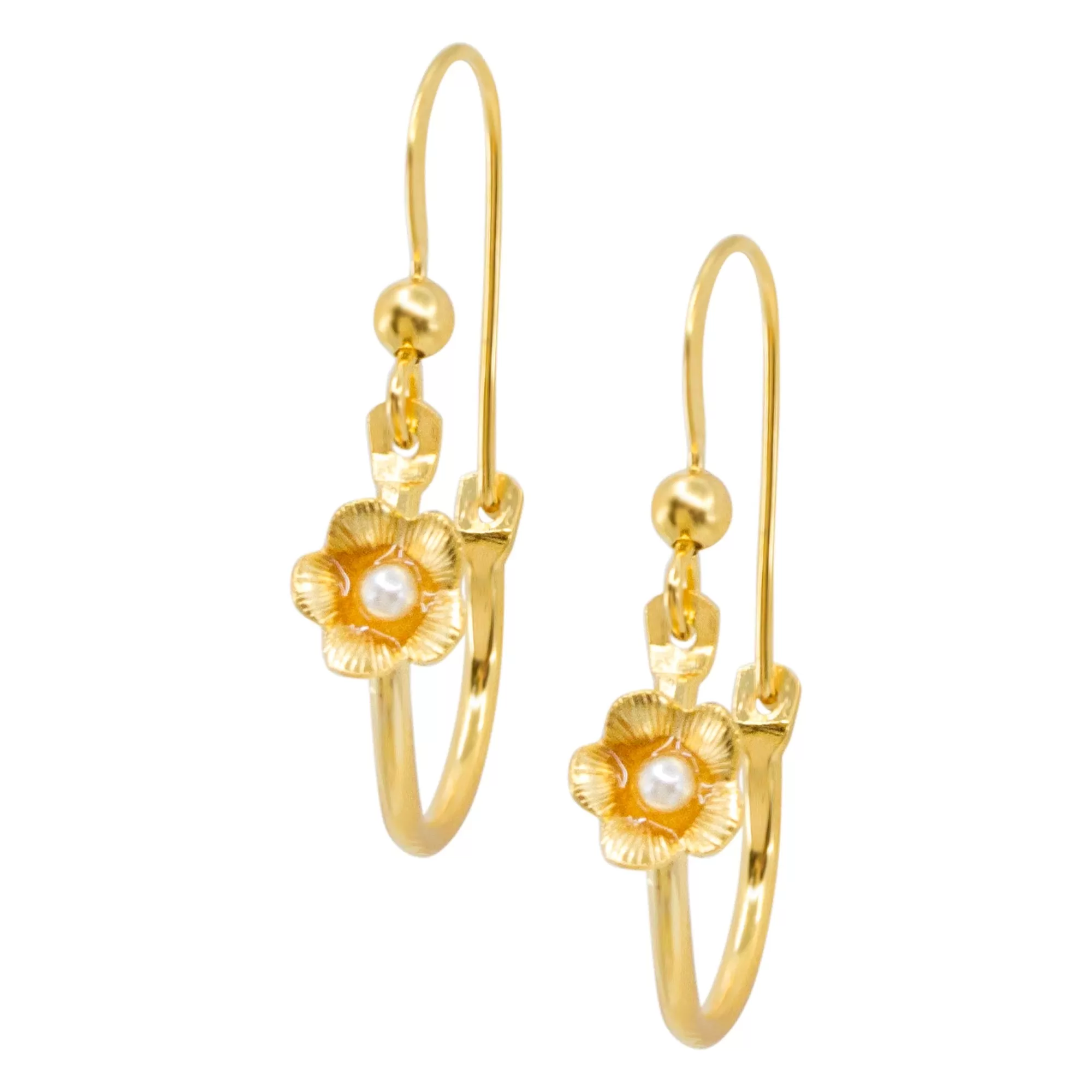 Flower Hoop Pearl Earrings by Eric et Lydie