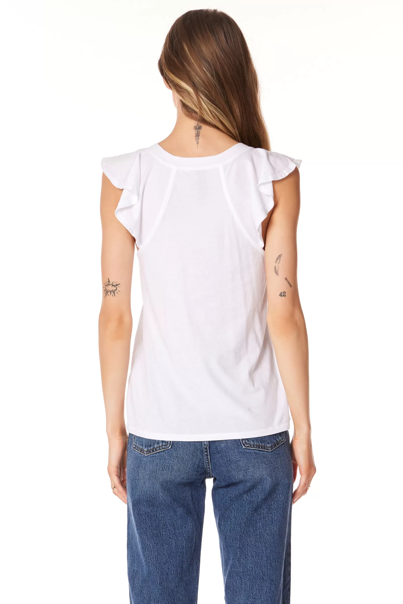 FLUTTER SLEEVE RAGLAN VNECK TEE