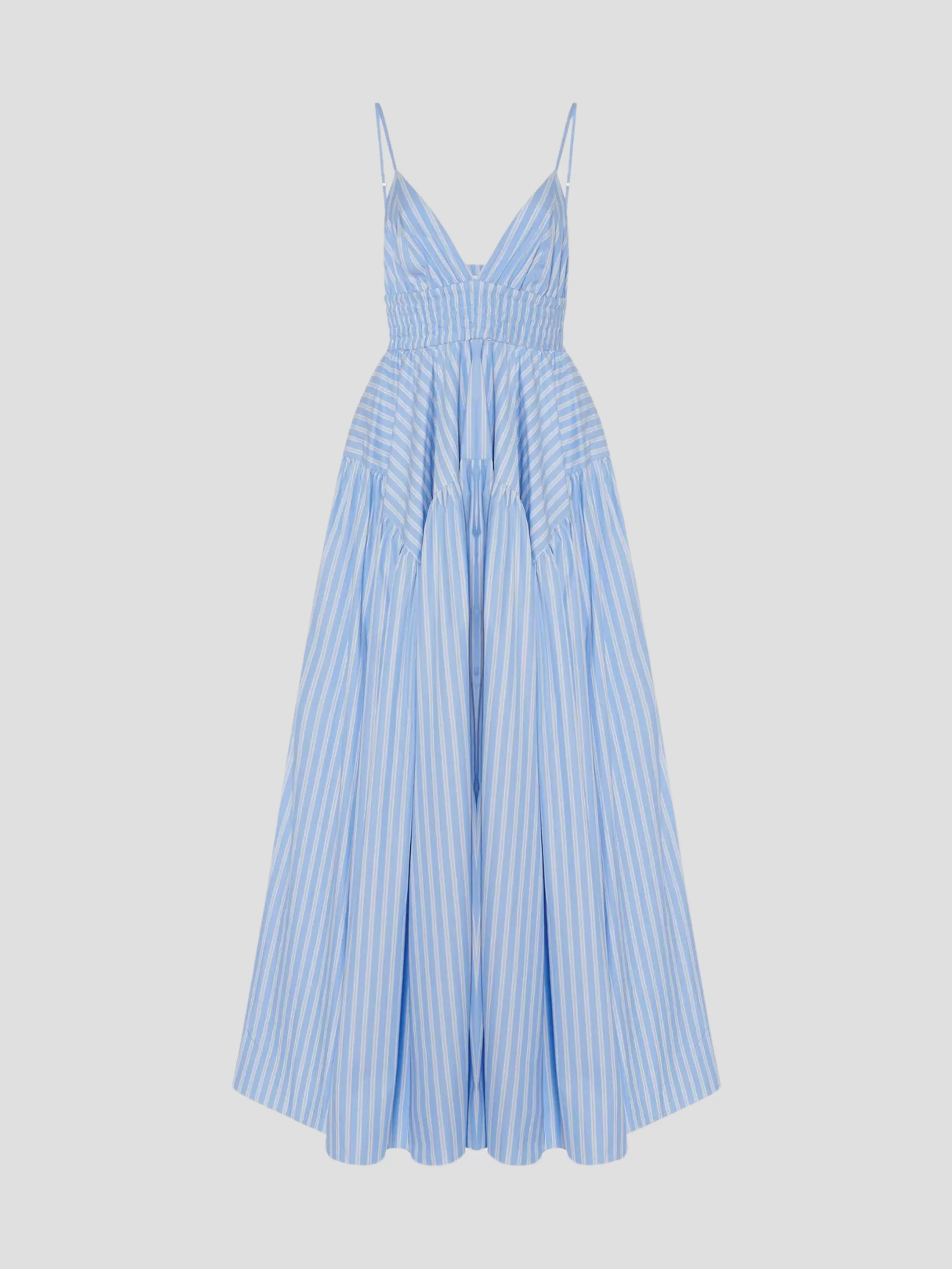 Gathered Peplum Camisole Midi Dress in Sky Blue