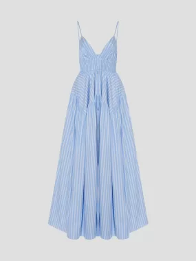 Gathered Peplum Camisole Midi Dress in Sky Blue