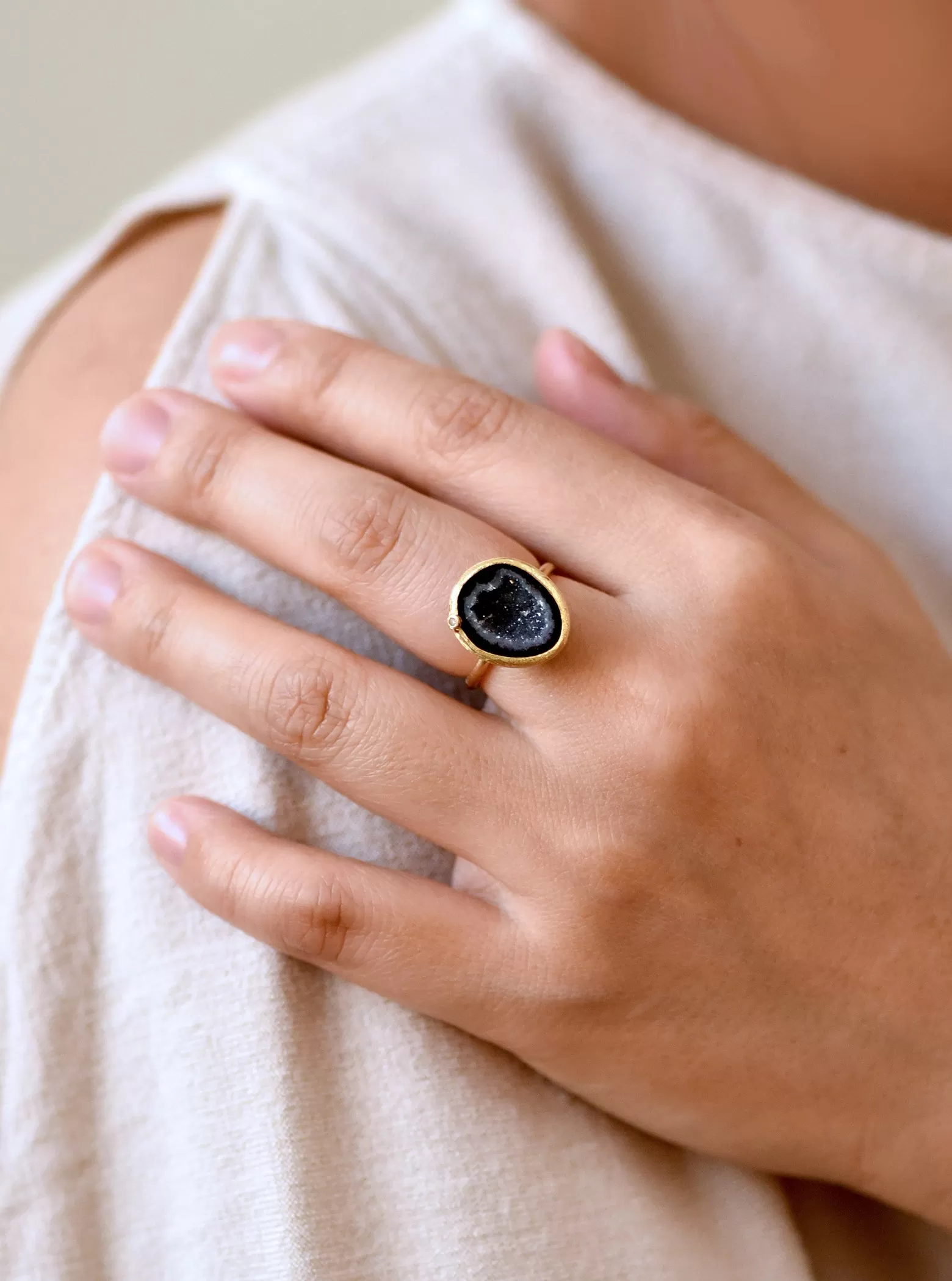 Geode with Diamond Ring