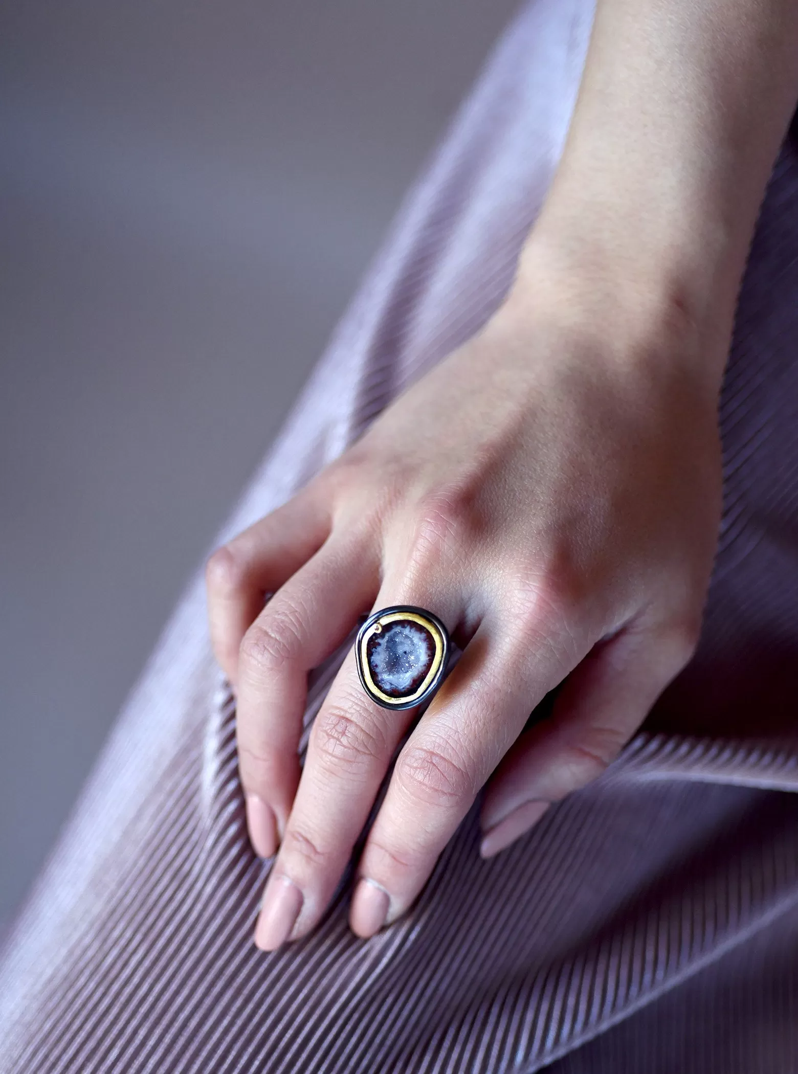 Geode with Diamond Ring