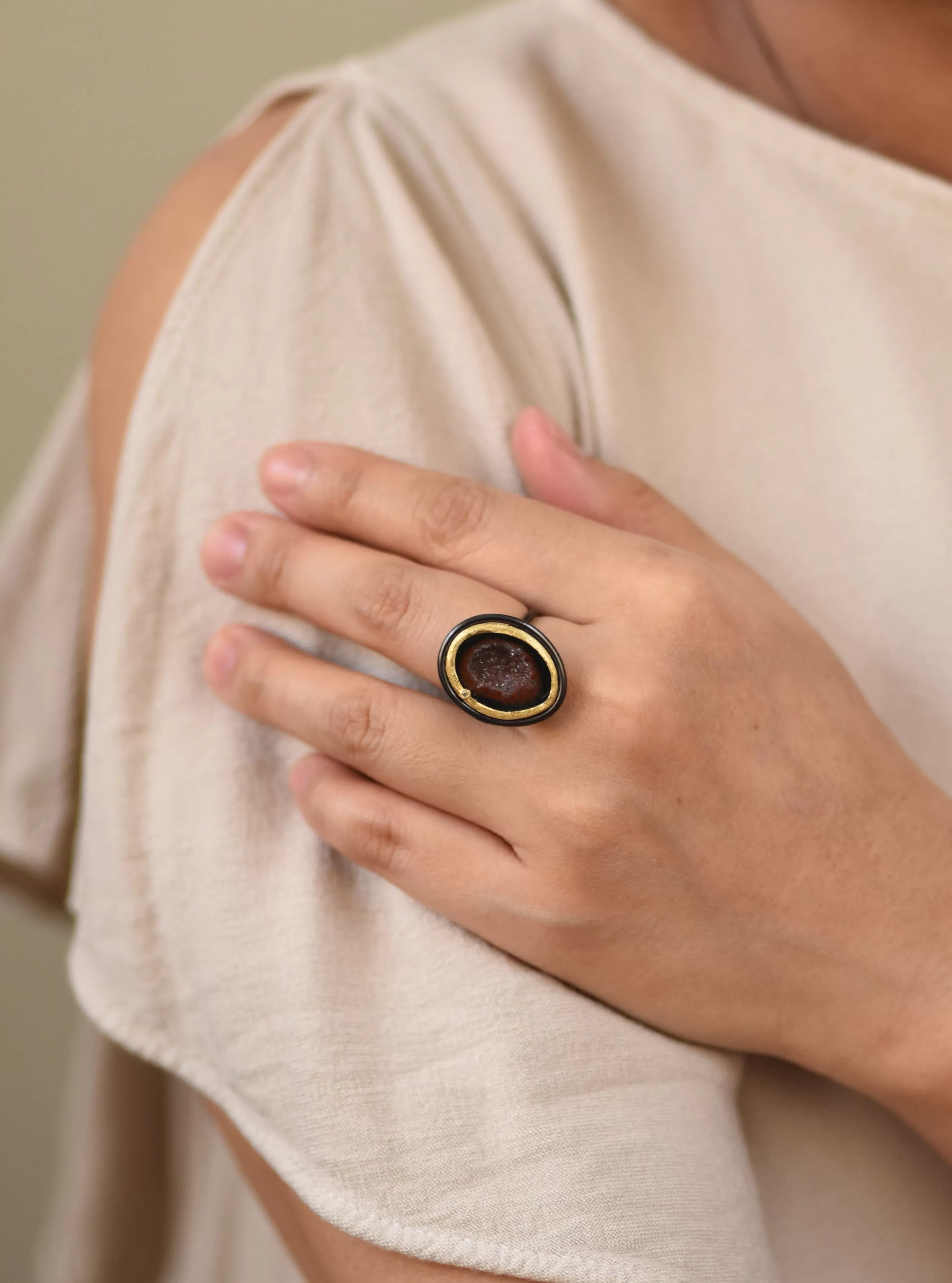 Geode with Diamond Ring