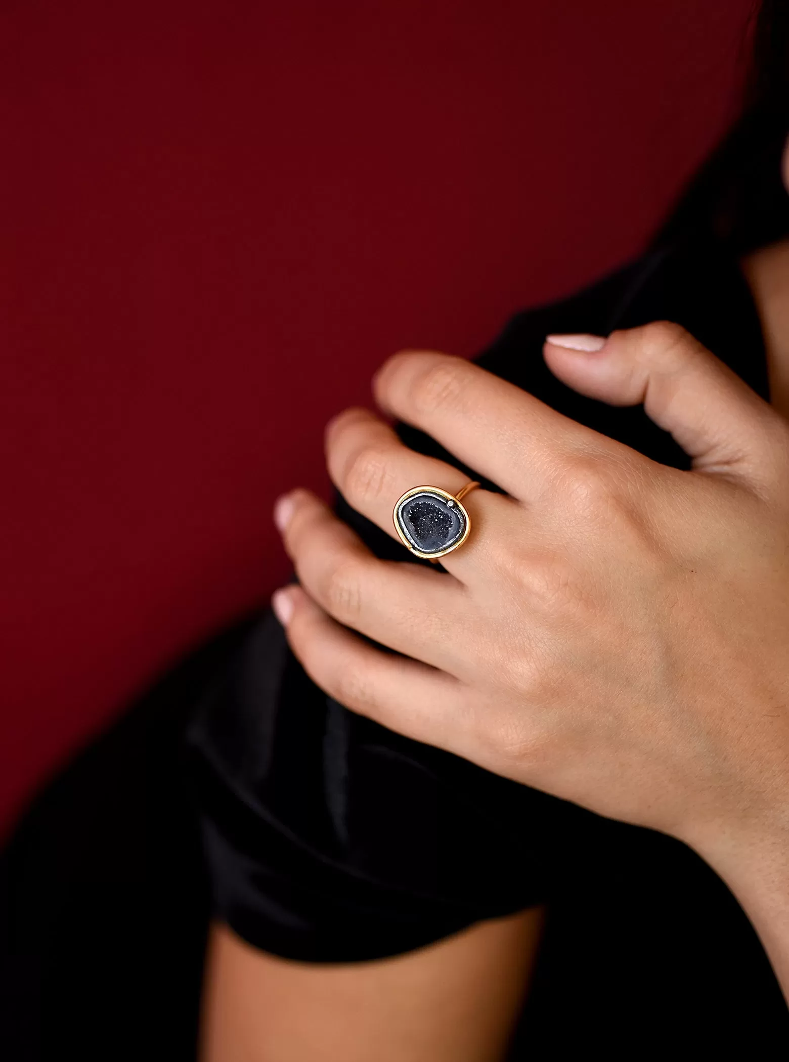 Geode with Diamond Ring