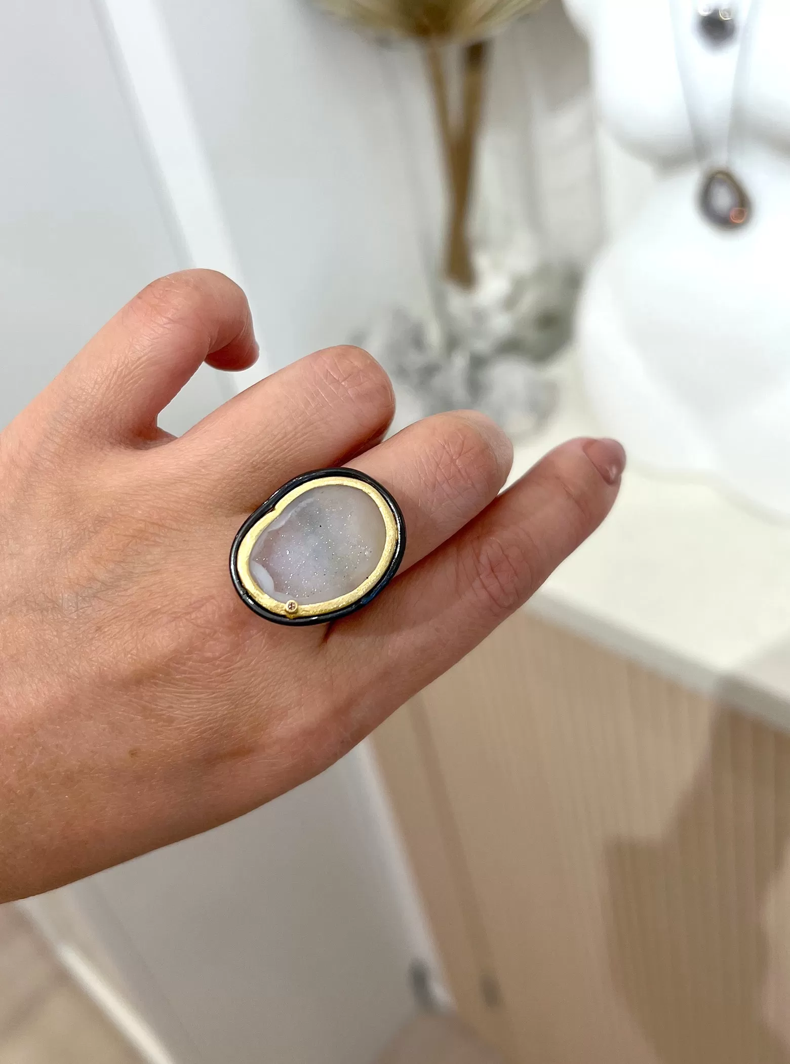 Geode with Diamond Ring