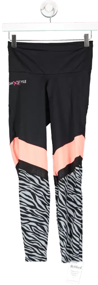 GHX Style Black Zebra Print Leggings UK S