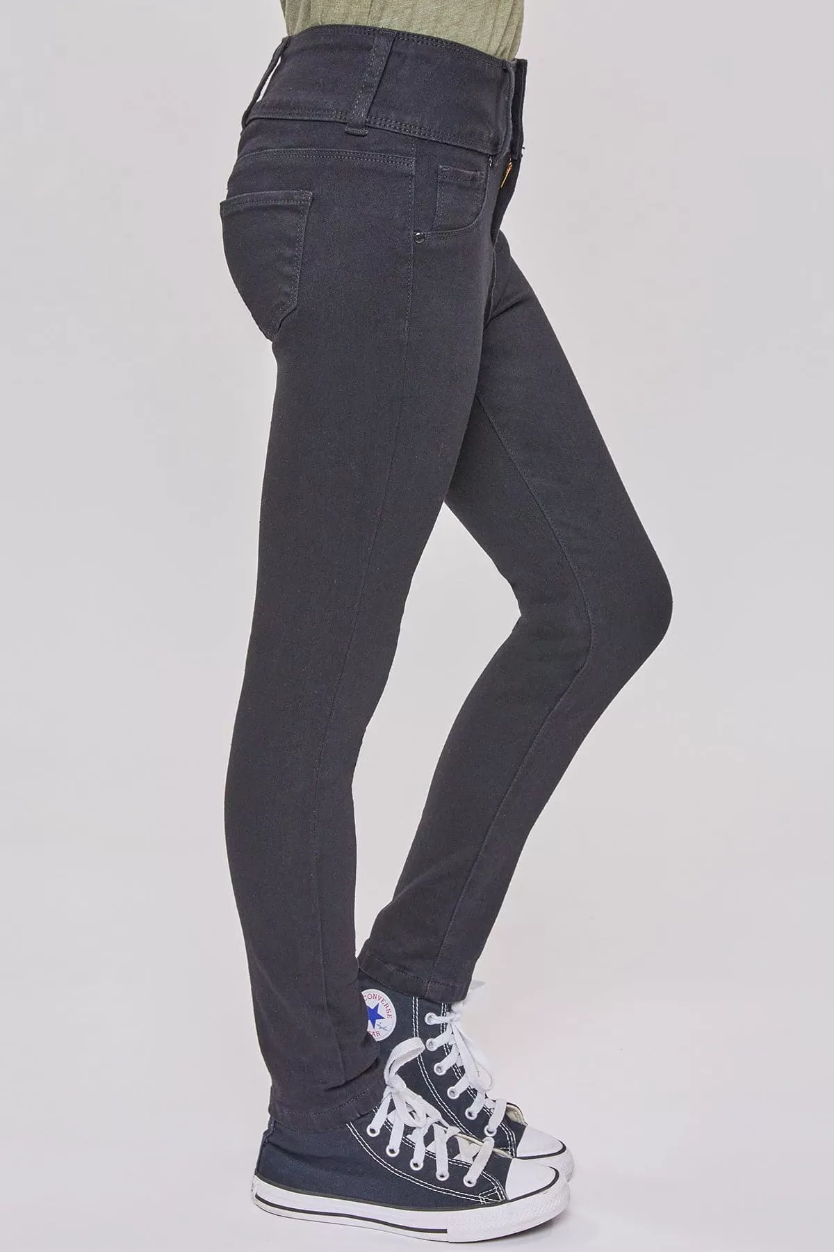 Girls 3 Button Essential Skinny Jeans With Faux Front Pockets