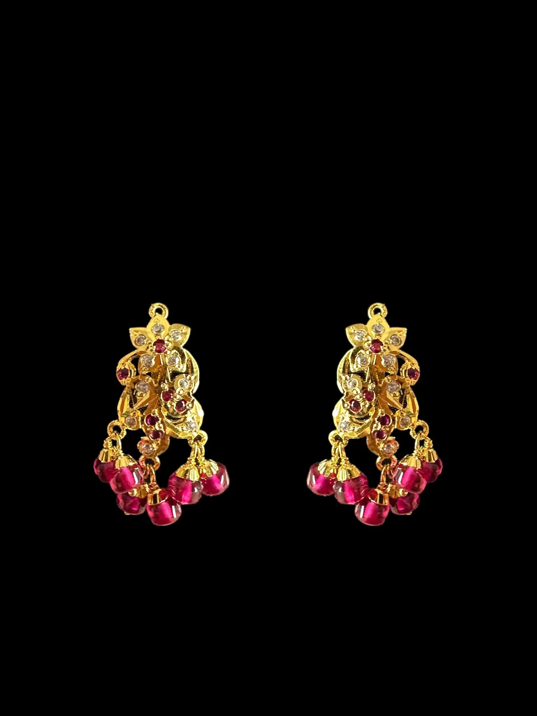 Gold plated jadau silver pendant set in rubies  ( READY TO SHIP )