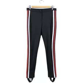 Gucci Black Knit Jersey Stirrup Leggings with Red White Stripe - S