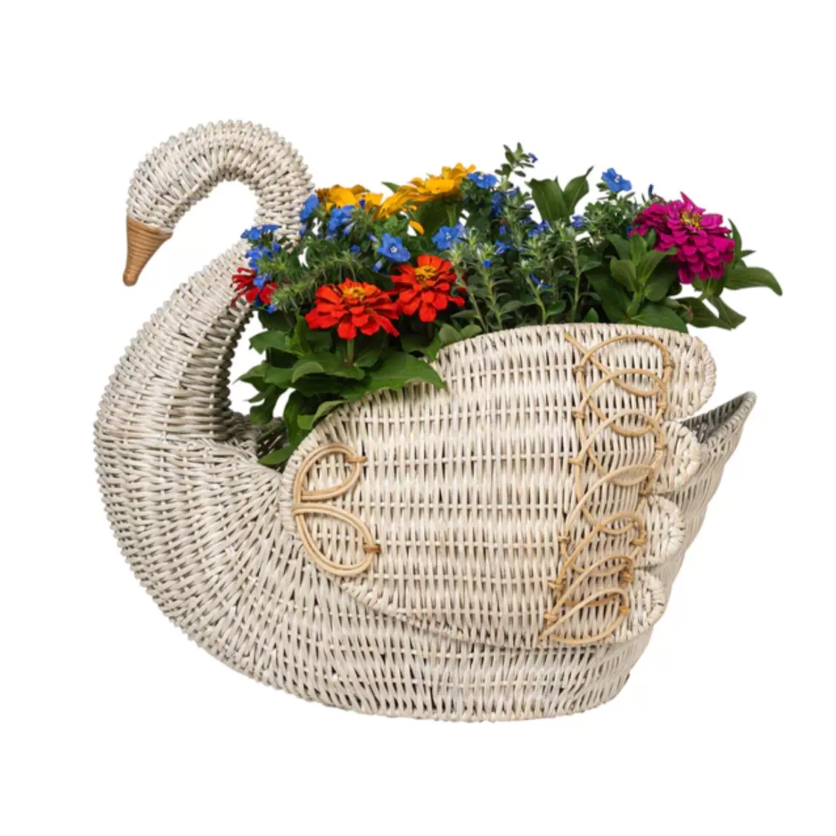 Juliska Provence Rattan Whitewash Swan Basket