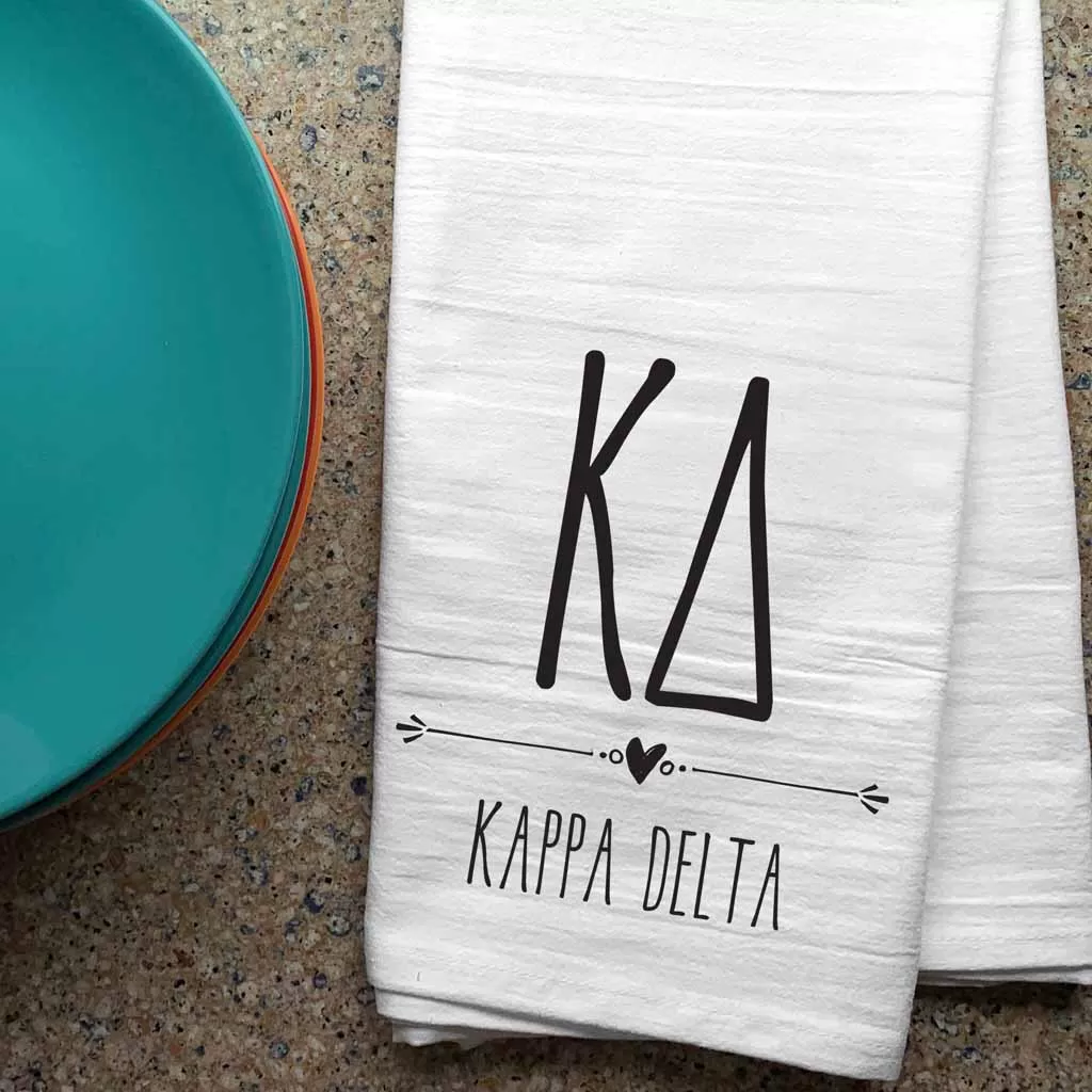 Kappa Delta Sorority Kitchen Towel with Boho Design