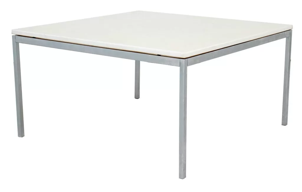 Knoll Style Chrome and Faux Marble Coffee Table