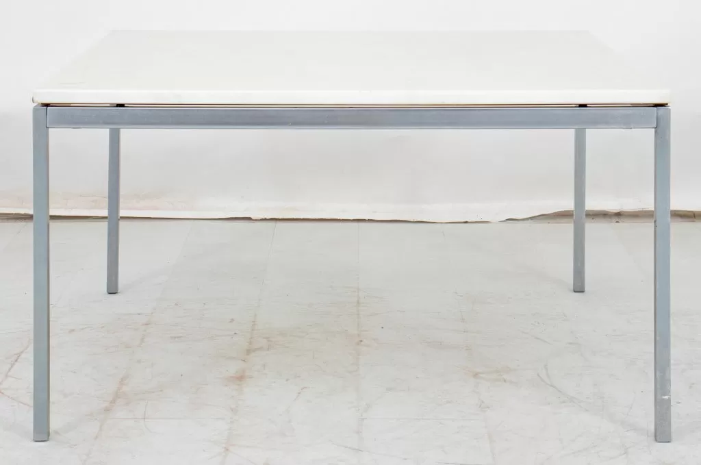 Knoll Style Chrome and Faux Marble Coffee Table