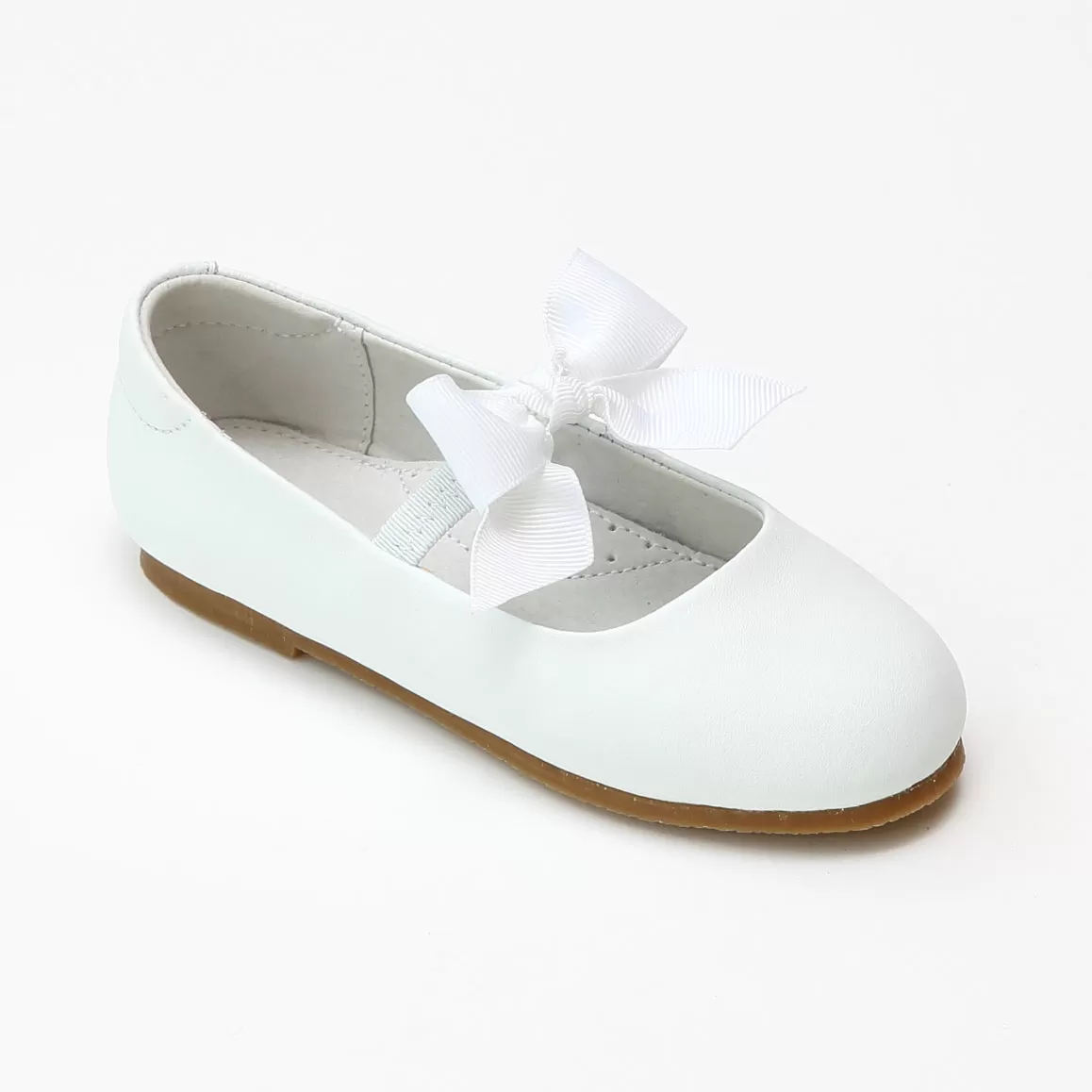 L'Amour Girls Pauline Bow Leather Special Occasion Flat