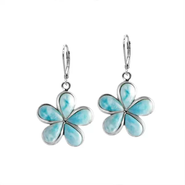 Larimar Plumeria Earrings