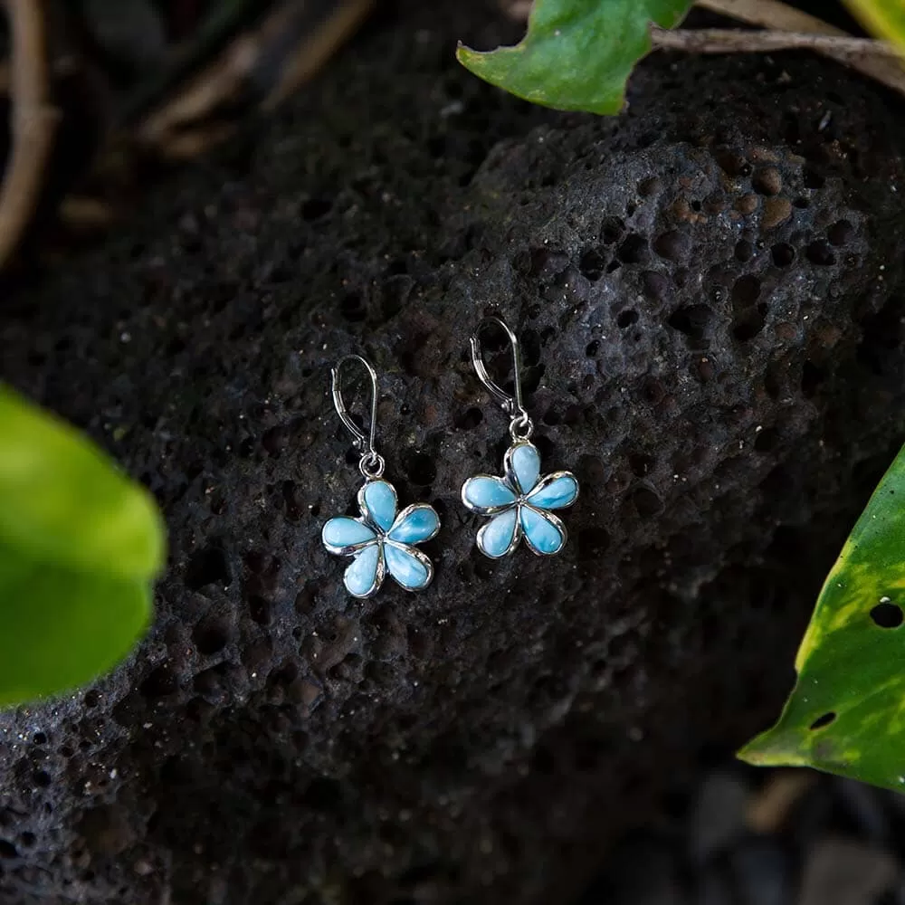 Larimar Plumeria Earrings