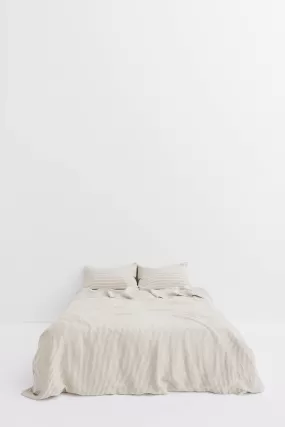 Linen Duvet Cover Olive Stripe