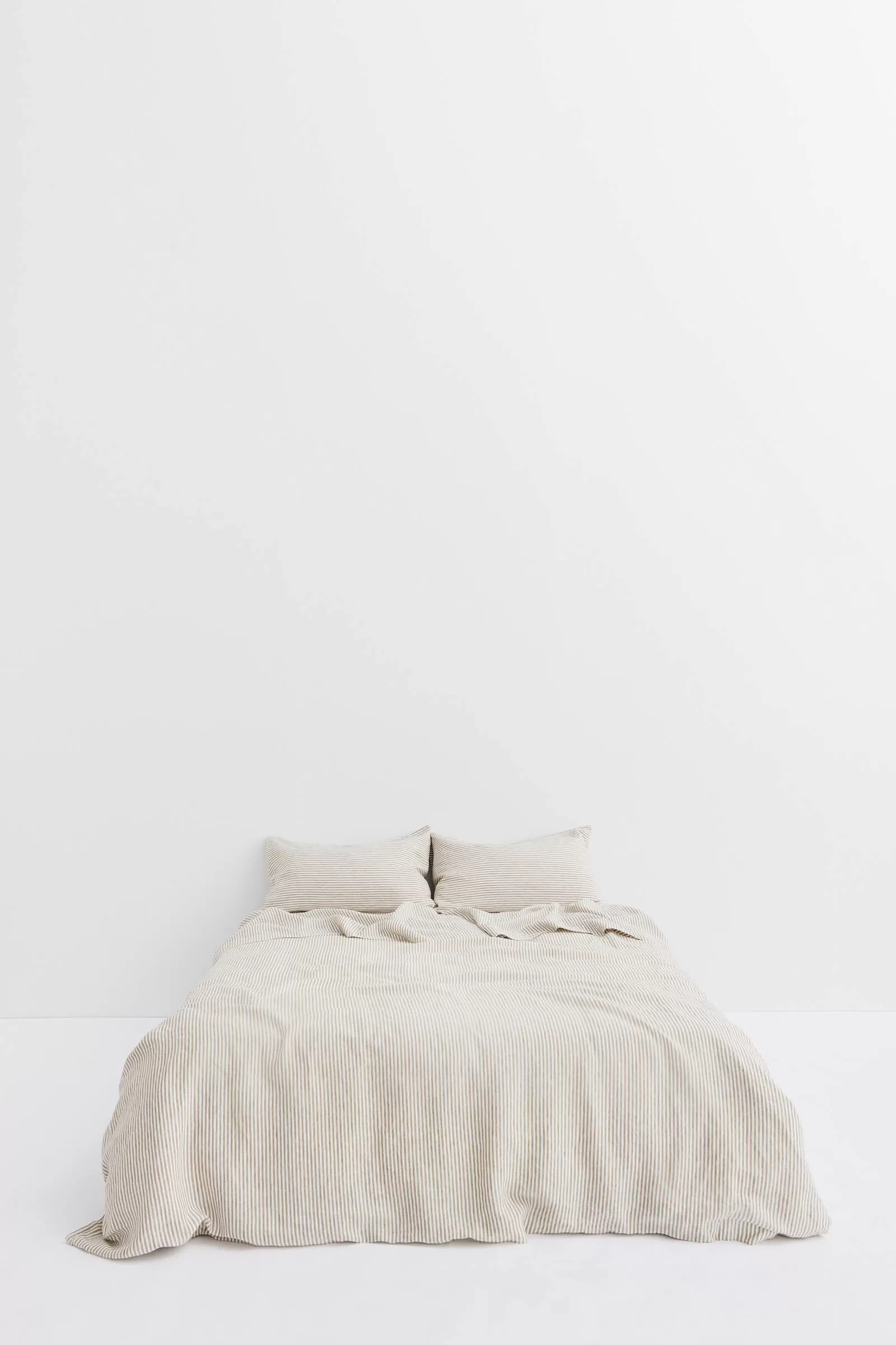 Linen Duvet Cover Olive Stripe