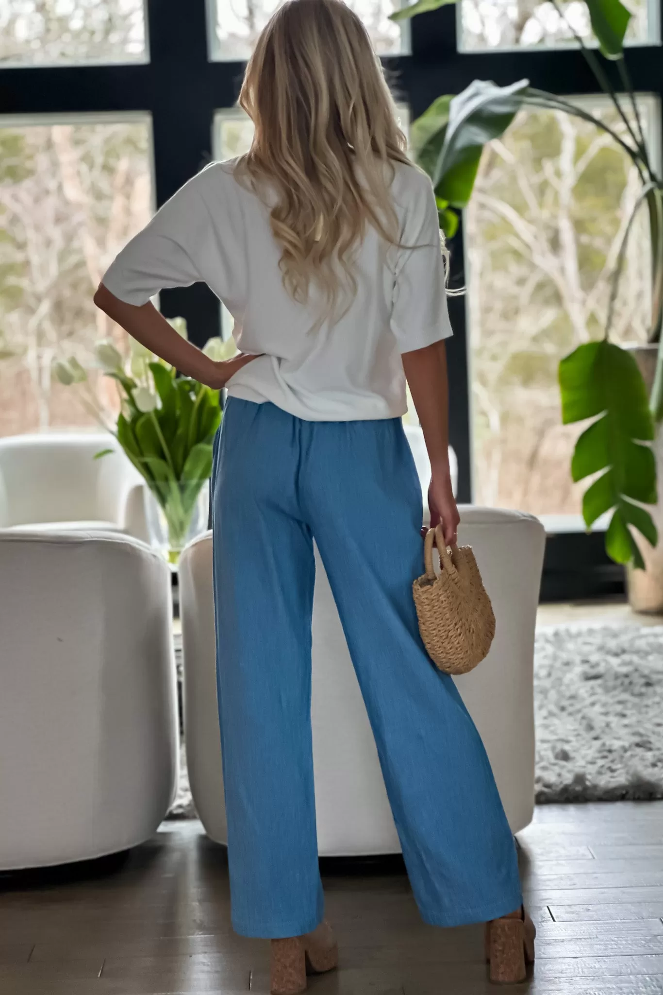 Liverpool Stephanie Wide Leg Pant : Chambray