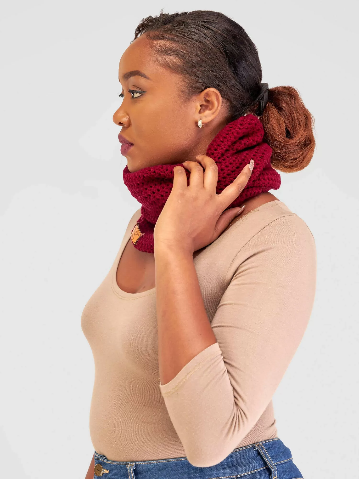 Lizzie Douglas Chunky Infinity Scarf - Maroon