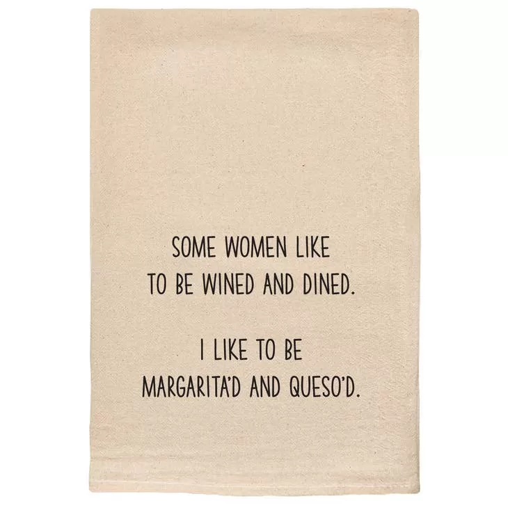 Margarita & Queso Enthusiast: Natural Cotton Tea Towel - 'Sip, Dip, Repeat