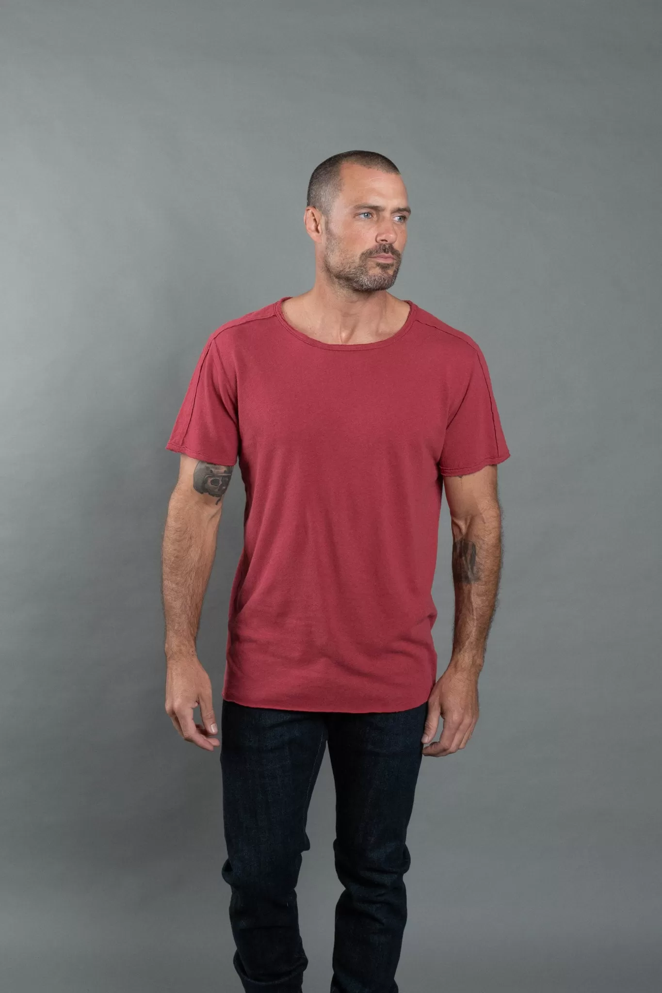 Men's Cotton Linen Patch Sleeve Tee