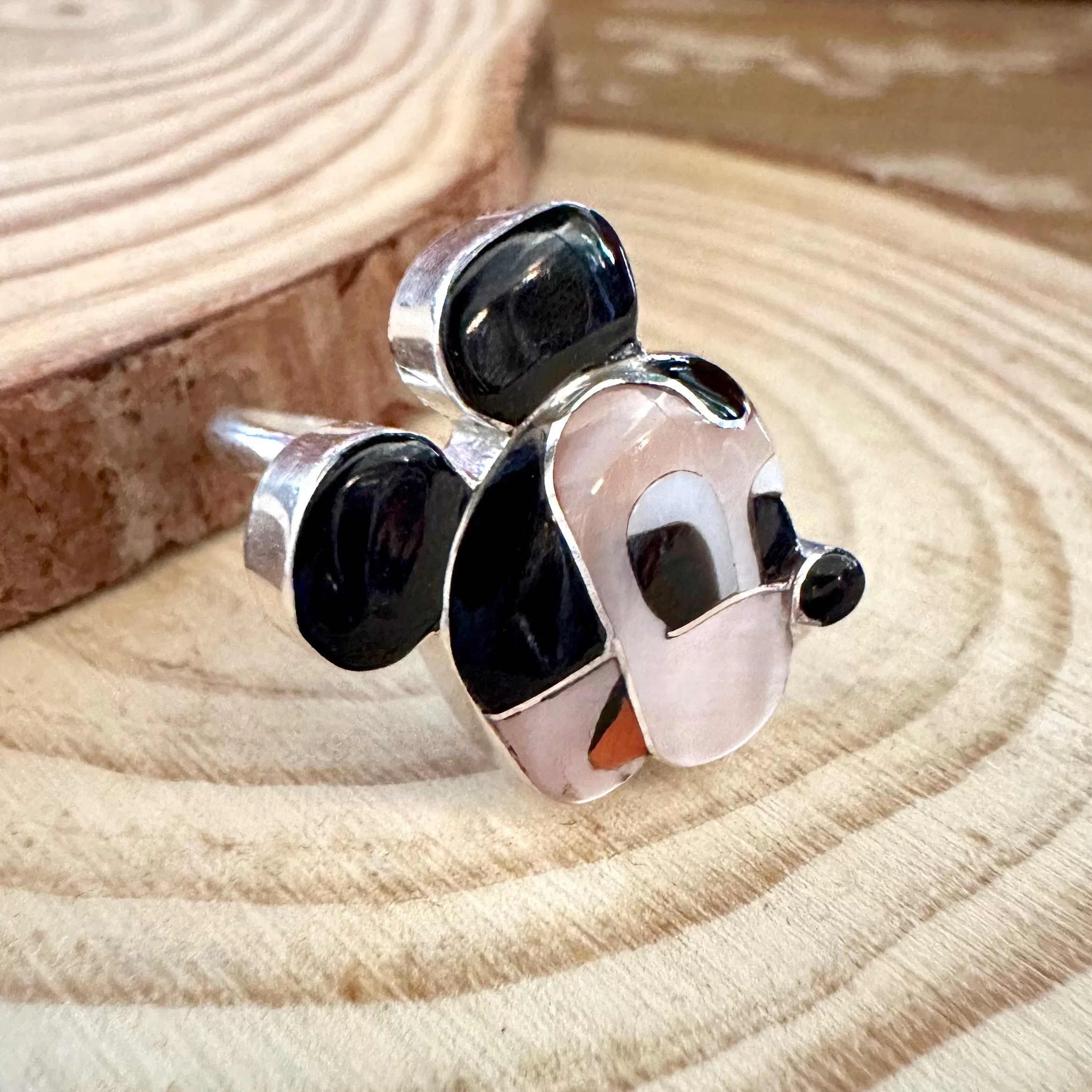 MICKEY MOUSE Paula Leekity Zuni Toons Sterling Silver Muli-Stone Inlay Ring  Sizes 7 1/4, 7 1/2