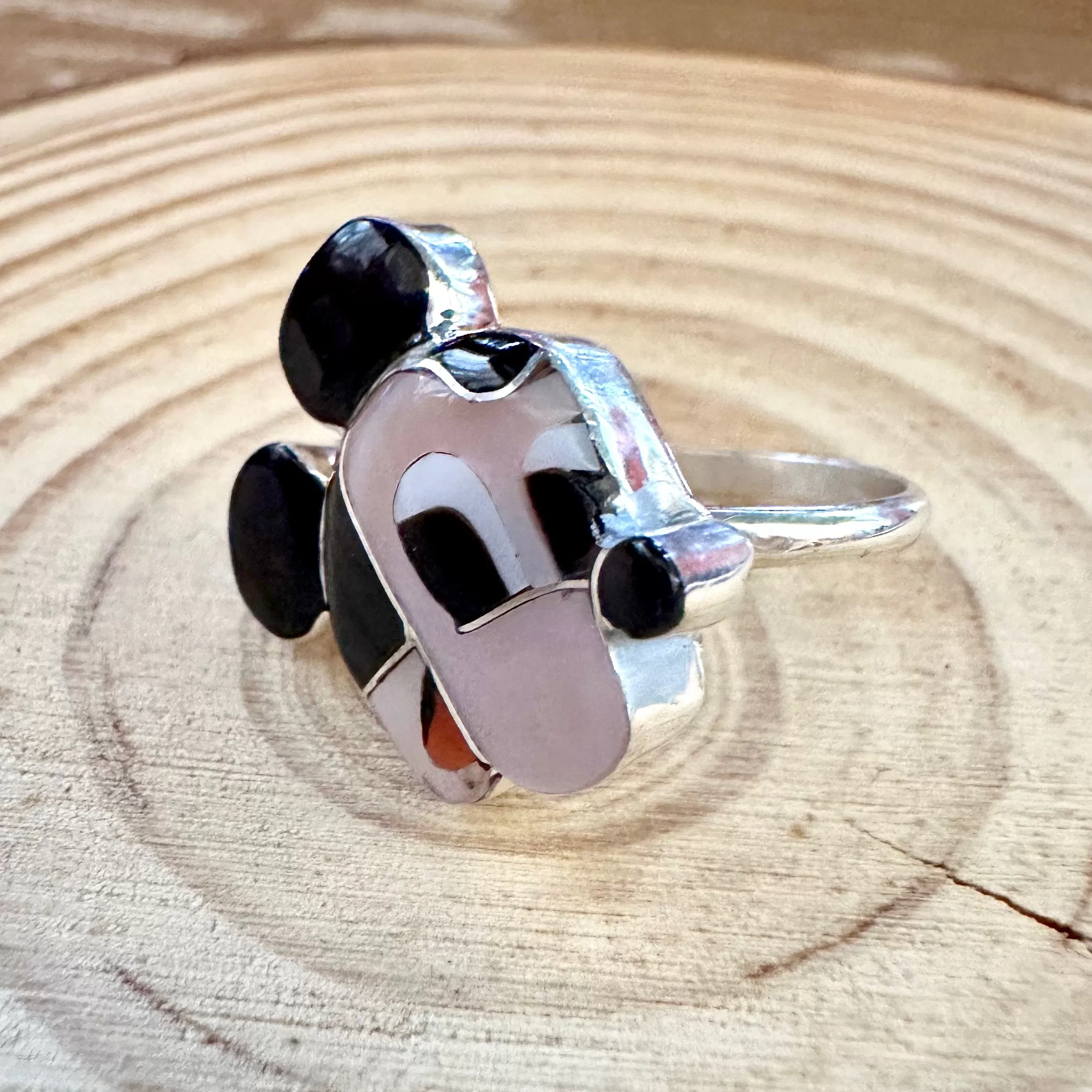 MICKEY MOUSE Paula Leekity Zuni Toons Sterling Silver Muli-Stone Inlay Ring  Sizes 7 1/4, 7 1/2