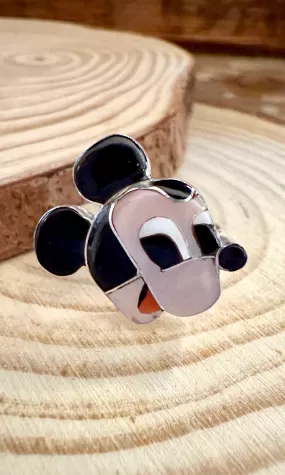 MICKEY MOUSE Paula Leekity Zuni Toons Sterling Silver Muli-Stone Inlay Ring  Sizes 7 1/4, 7 1/2