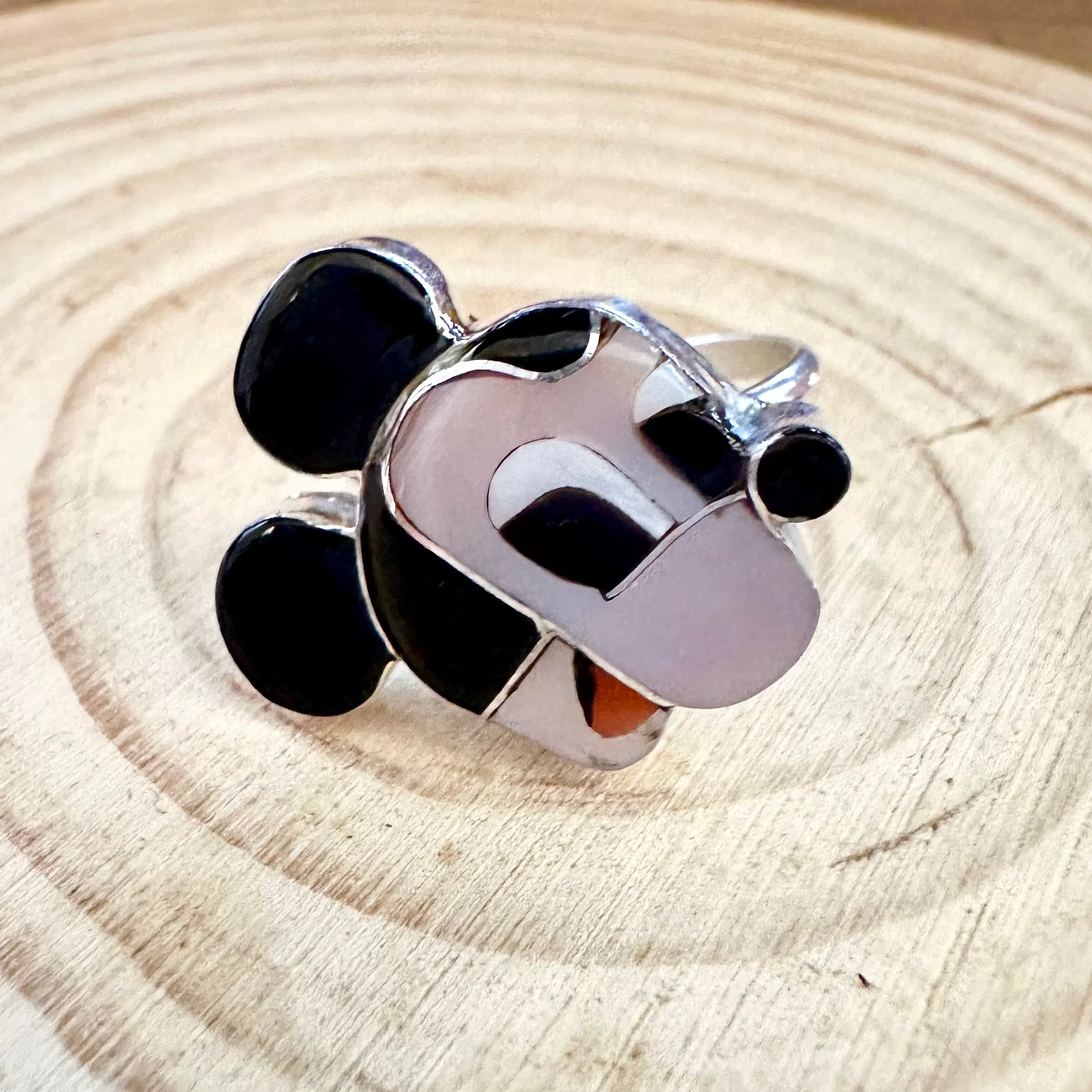 MICKEY MOUSE Paula Leekity Zuni Toons Sterling Silver Muli-Stone Inlay Ring  Sizes 7 1/4, 7 1/2