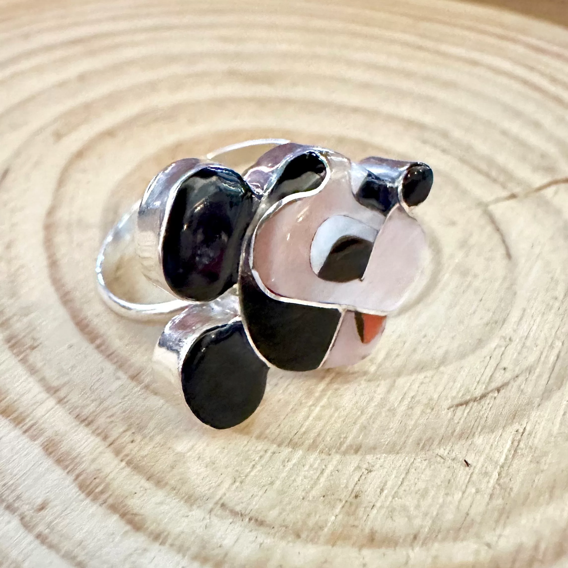 MICKEY MOUSE Paula Leekity Zuni Toons Sterling Silver Muli-Stone Inlay Ring  Sizes 7 1/4, 7 1/2