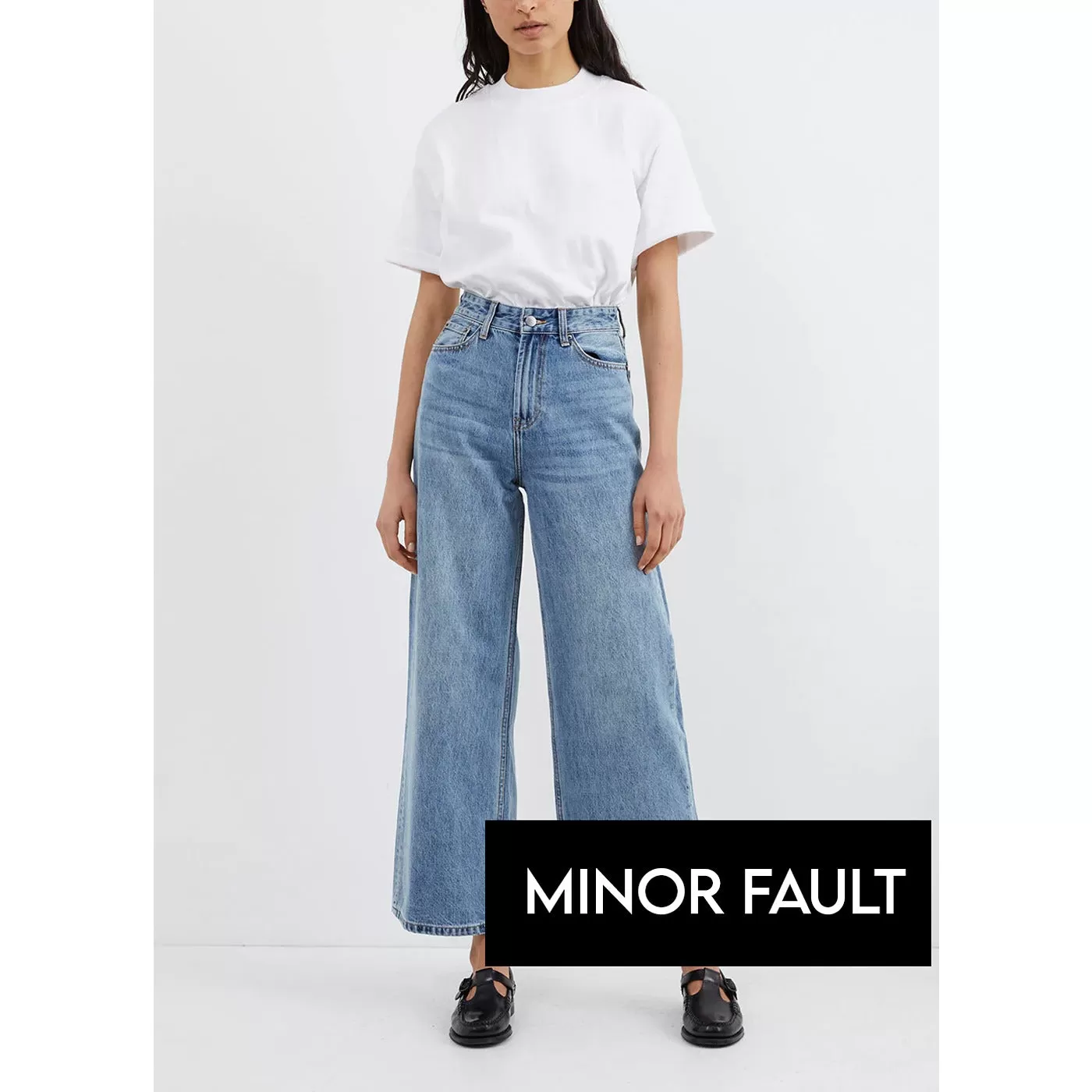 (Minor Fault) High Rise Wide Leg Crop Jeans