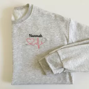 Name Heart Stethoscope Crewneck Sweatshirts