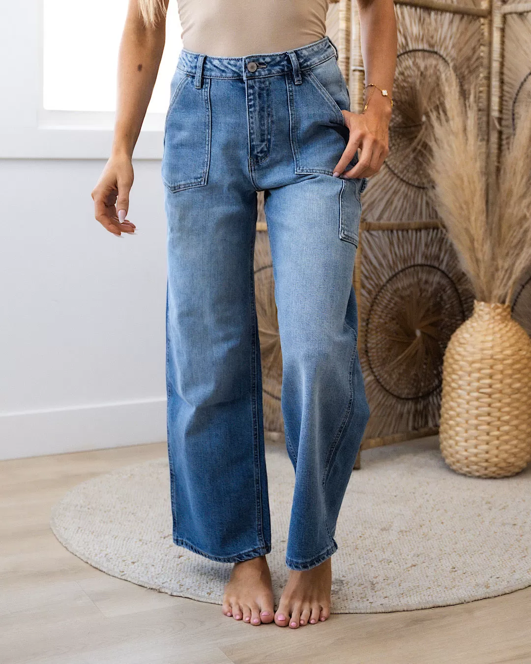 NEW! KanCan Jenna Wide Leg Cargo Jeans