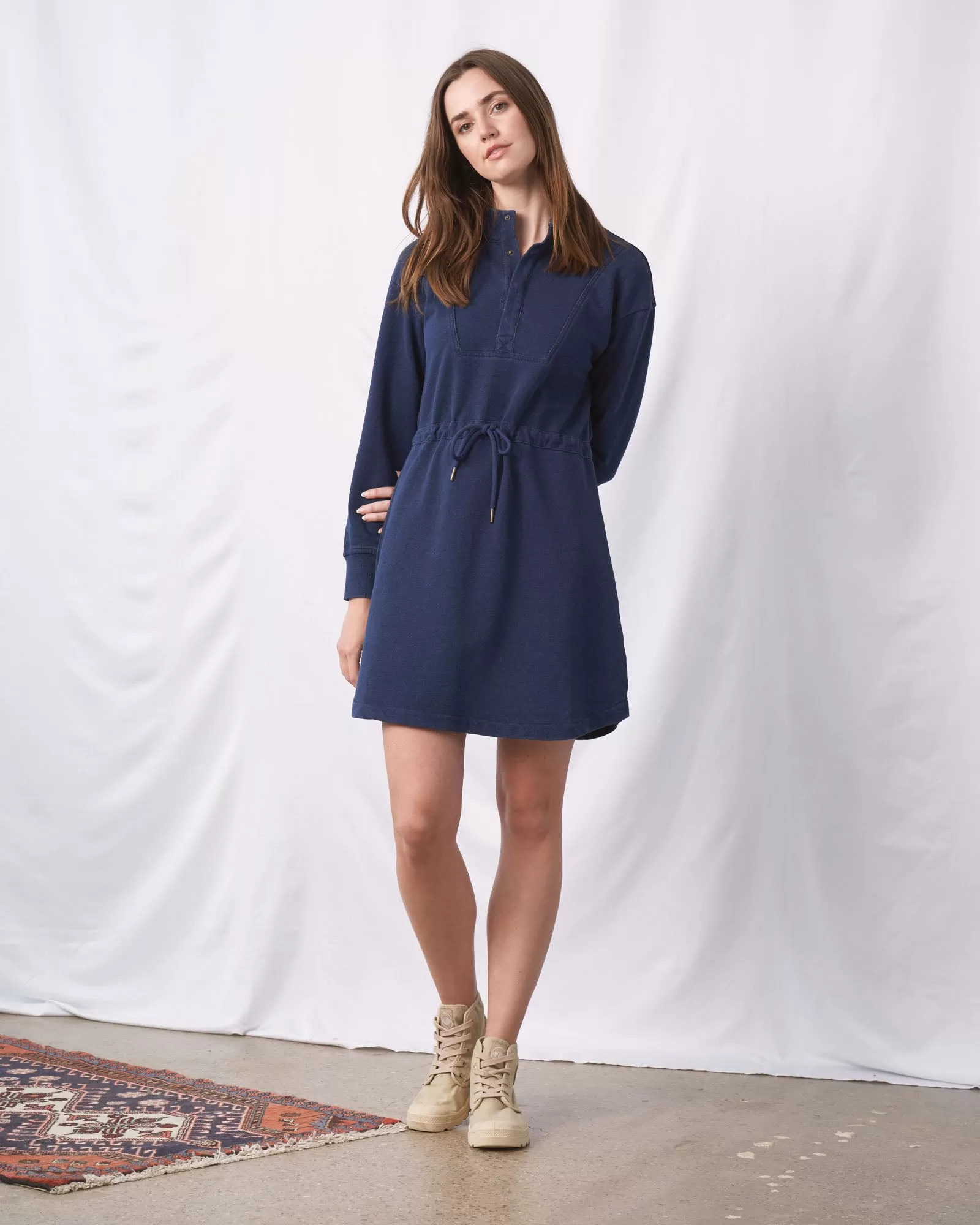 Organic Indigo Terry Mini Dress