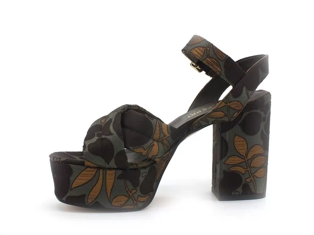 PAOLA FERRI Giselle Sandalo Tacco Plateau Flower Taupe D7407