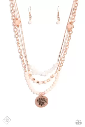 Paparazzi Lotus Luxury Rose Gold Fashion Fix Necklace & Earring Set