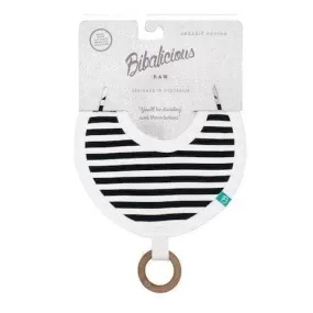 Raw Round Bib with Teether - Stripe