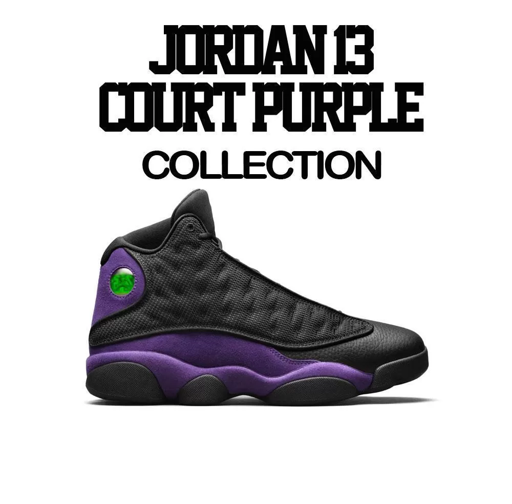 Retro 13 Court Purple Shirt - Never Once -  Black