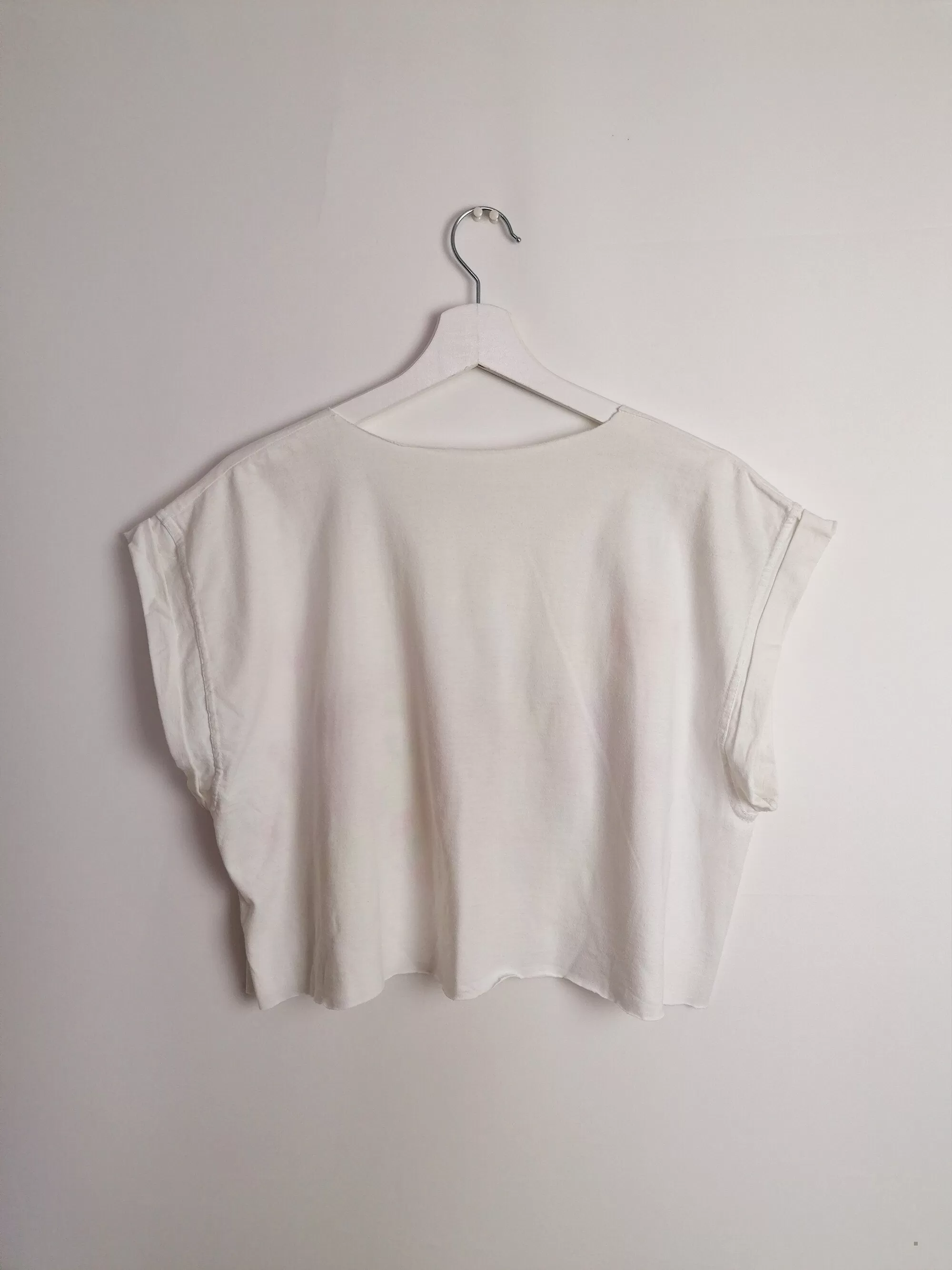 Reworked Hand-painted "Rorschach"  Crop Top White