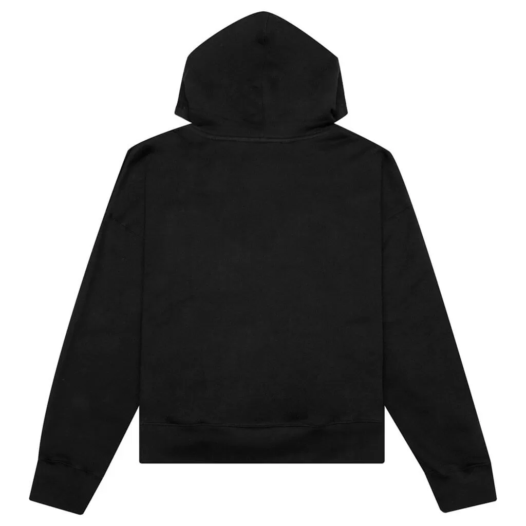 Rhinestone Sprayed Hoodie - Black/Black