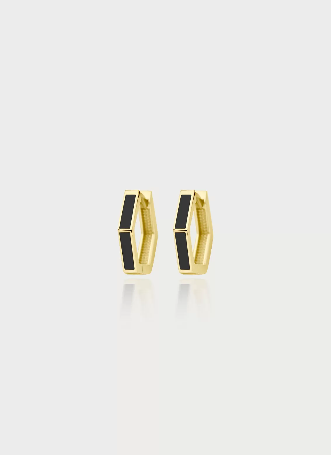 Riva black enamel huggies 14k gold