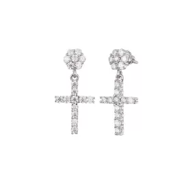 S925 Silver Moissanite Flower Cluster Stud Cross Earring