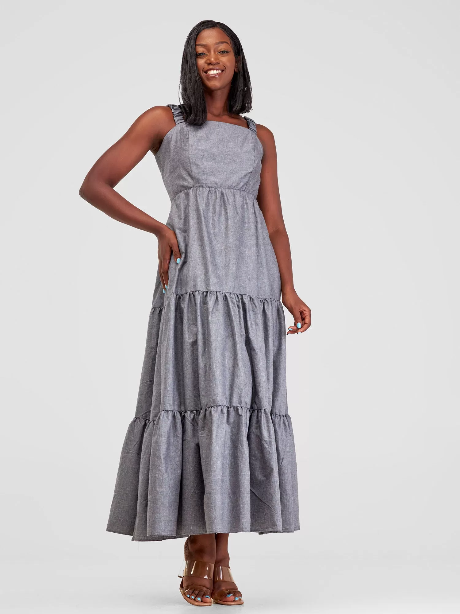 Safari Kikoy Tie Back Maxi Dress - Grey