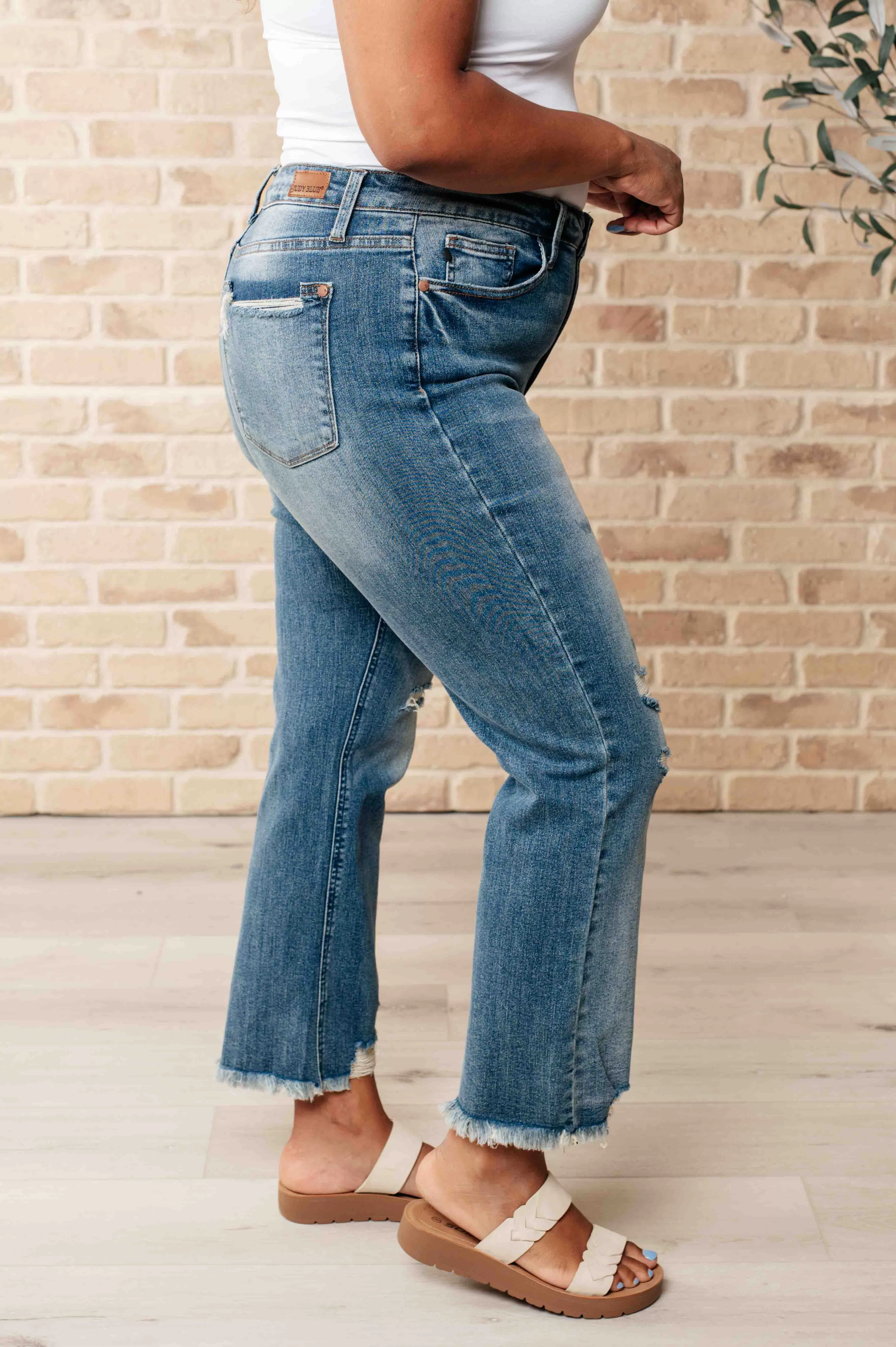 Sally High Waist Distressed Crop Straight Leg Jeans