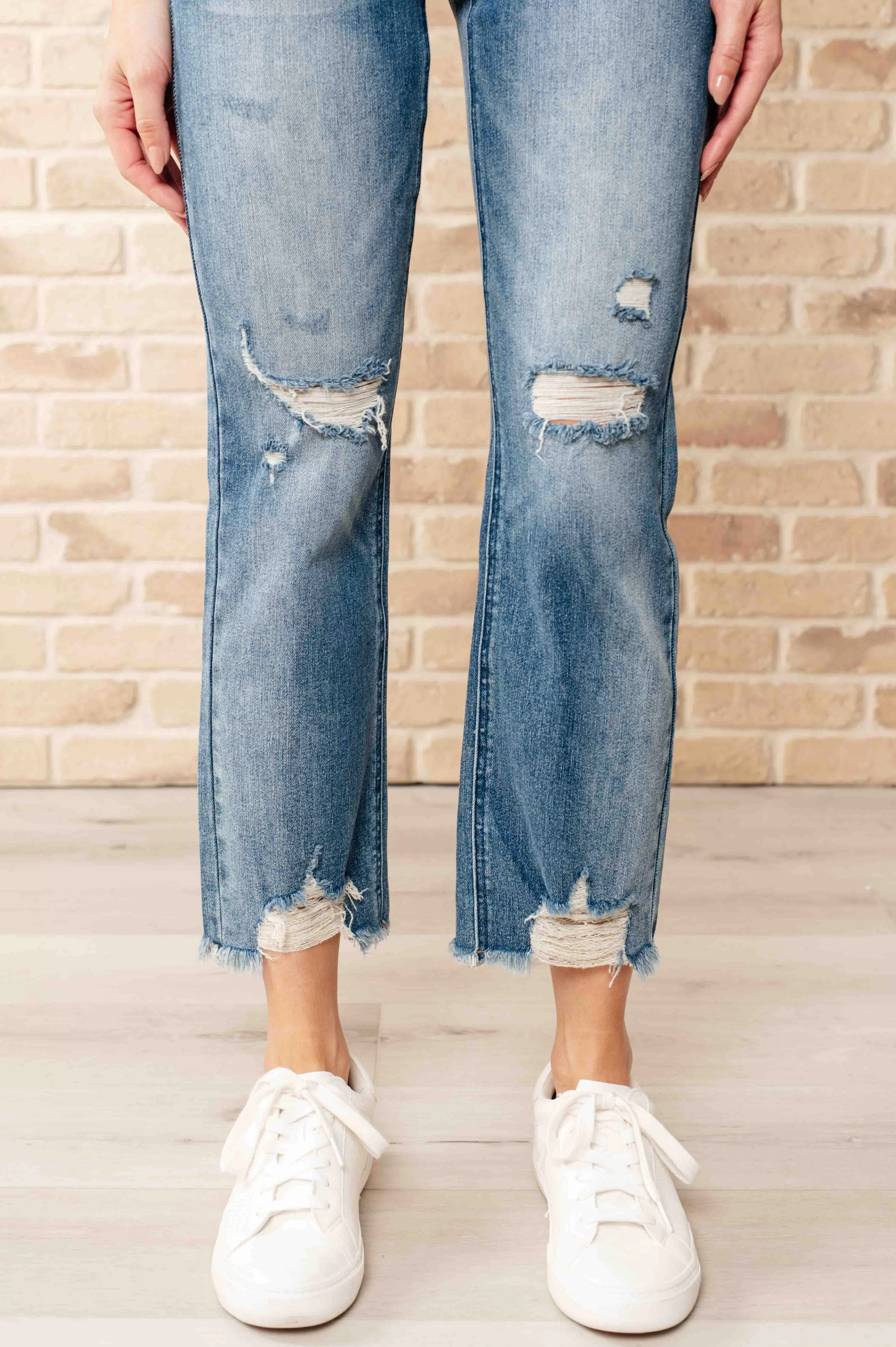 Sally High Waist Distressed Crop Straight Leg Jeans