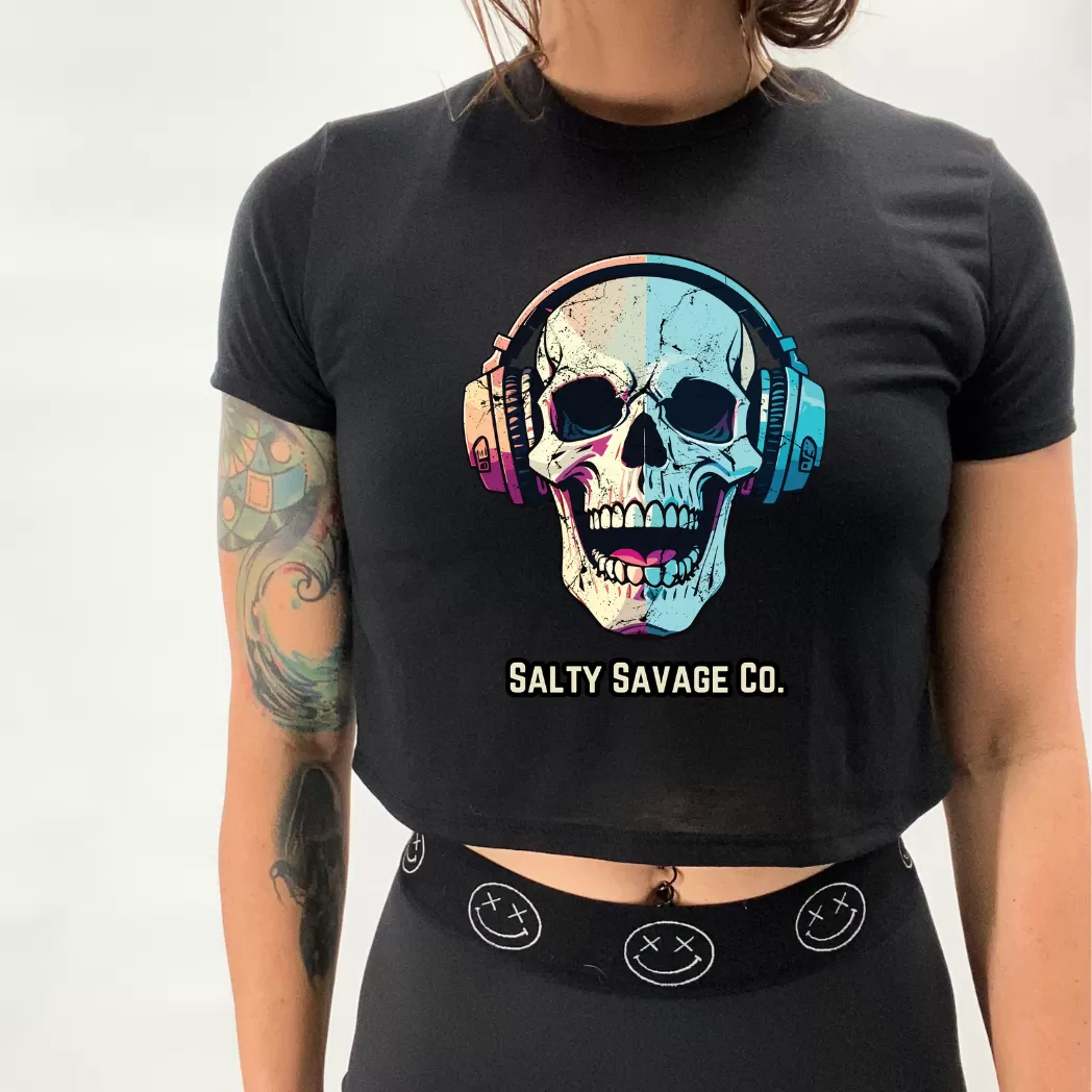 Salty Savage Ladies "Dead Beats" Flowy Crop Tee